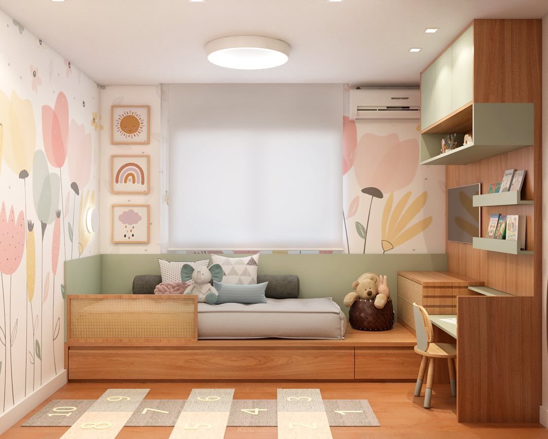 Quarto de criança com nicho de leitura